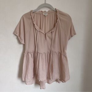 Pink Babydoll Blouse With Tie Detail
